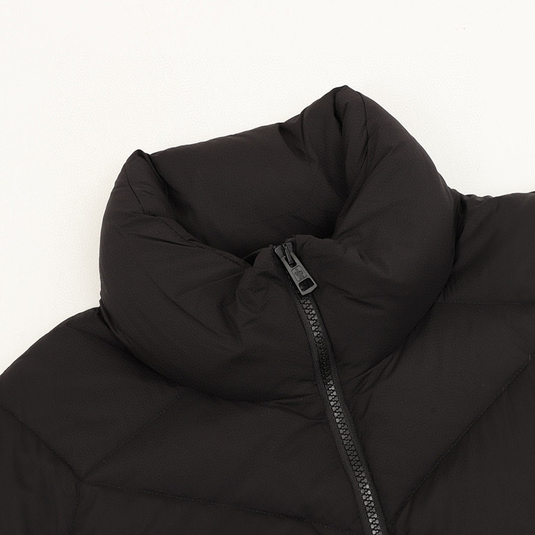 Moncler Geometric-Quilt Stand-Collar Down Jacket - Black - detail 1
