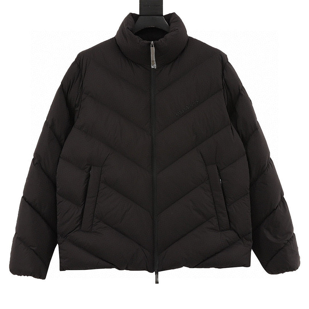 Moncler Chevron Stand-Collar Down Jacket - Black - front view