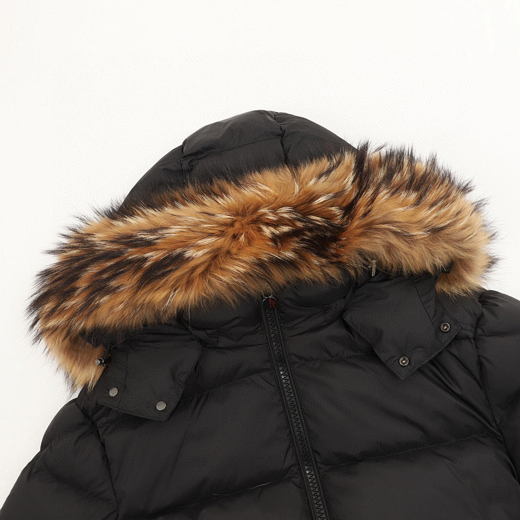 Moncler Mayaf Fur-Trim Hooded Down Jacket - Black - detail 1