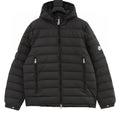 Moncler Lightweight Letter-Trim Hooded Down Jacket - Black - front view