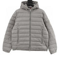Moncler Lightweight Letter-Trim Hooded Down Jacket - Gray - front view