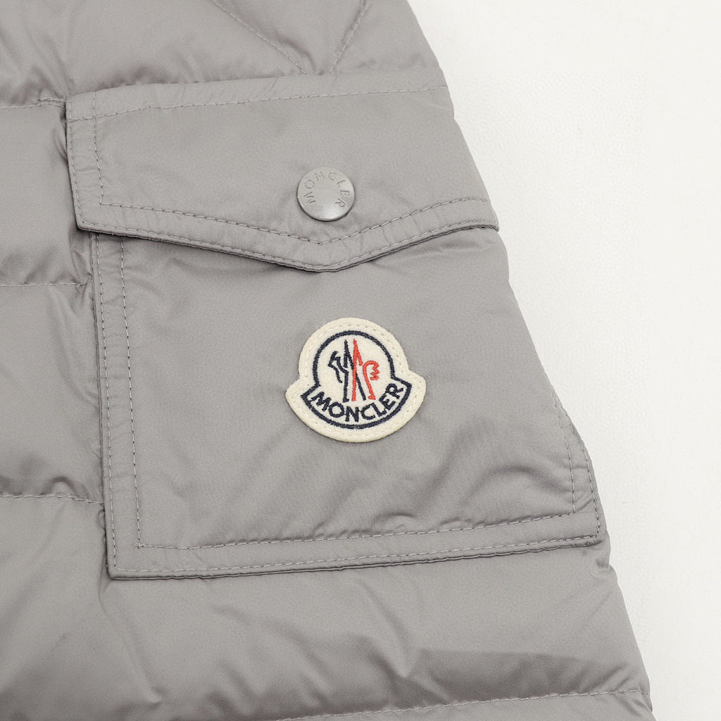 Moncler Lightweight Letter-Trim Hooded Down Jacket - Gray - detail 2