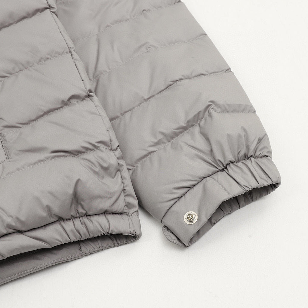 Moncler Lightweight Letter-Trim Hooded Down Jacket - Gray - detail 3