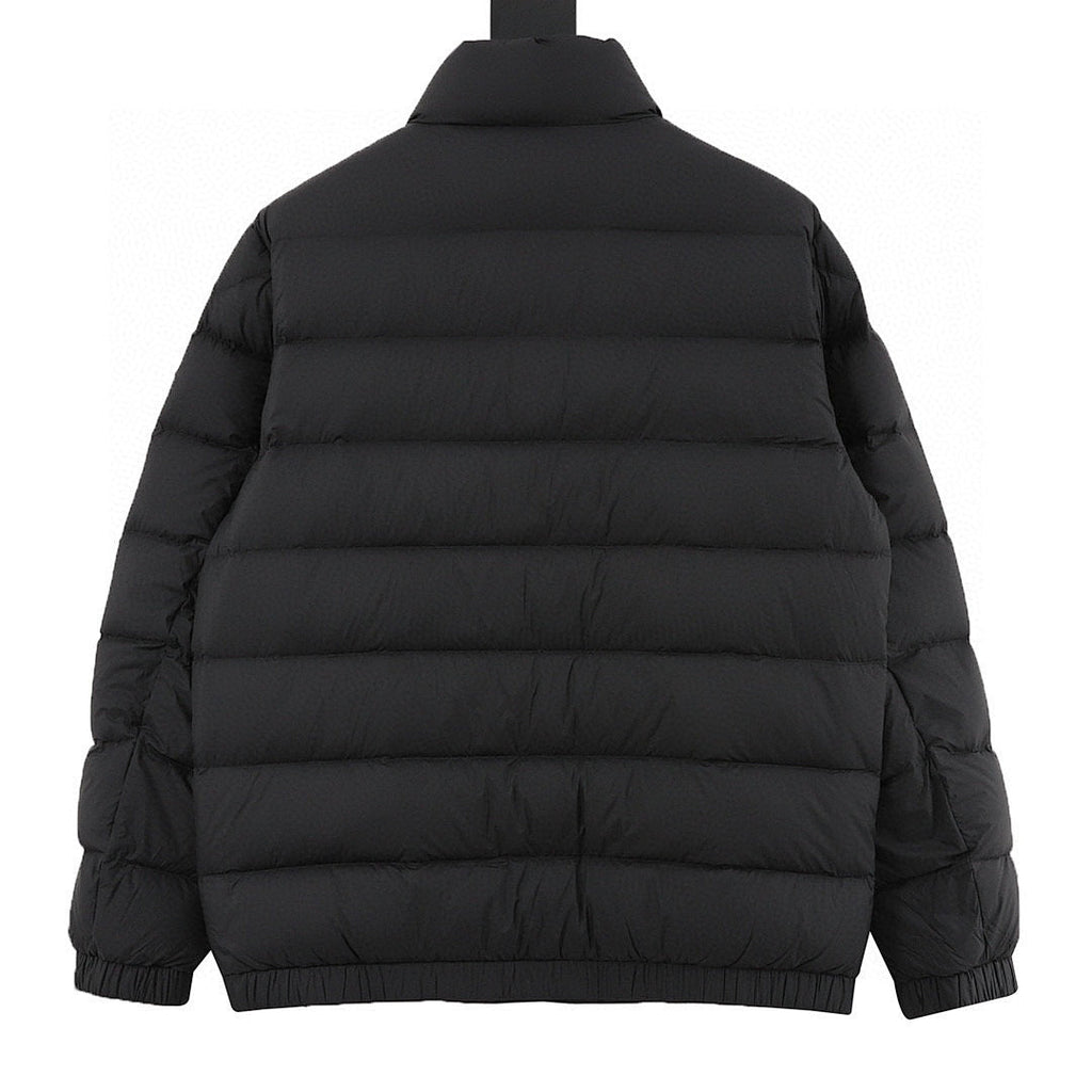 Moncler Chest-Letter Stand-Collar Down Jacket - Black - back view
