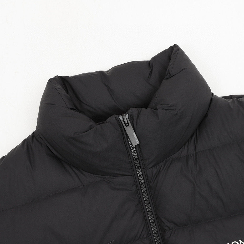 Moncler Chest-Letter Stand-Collar Down Jacket - Black - detail 1