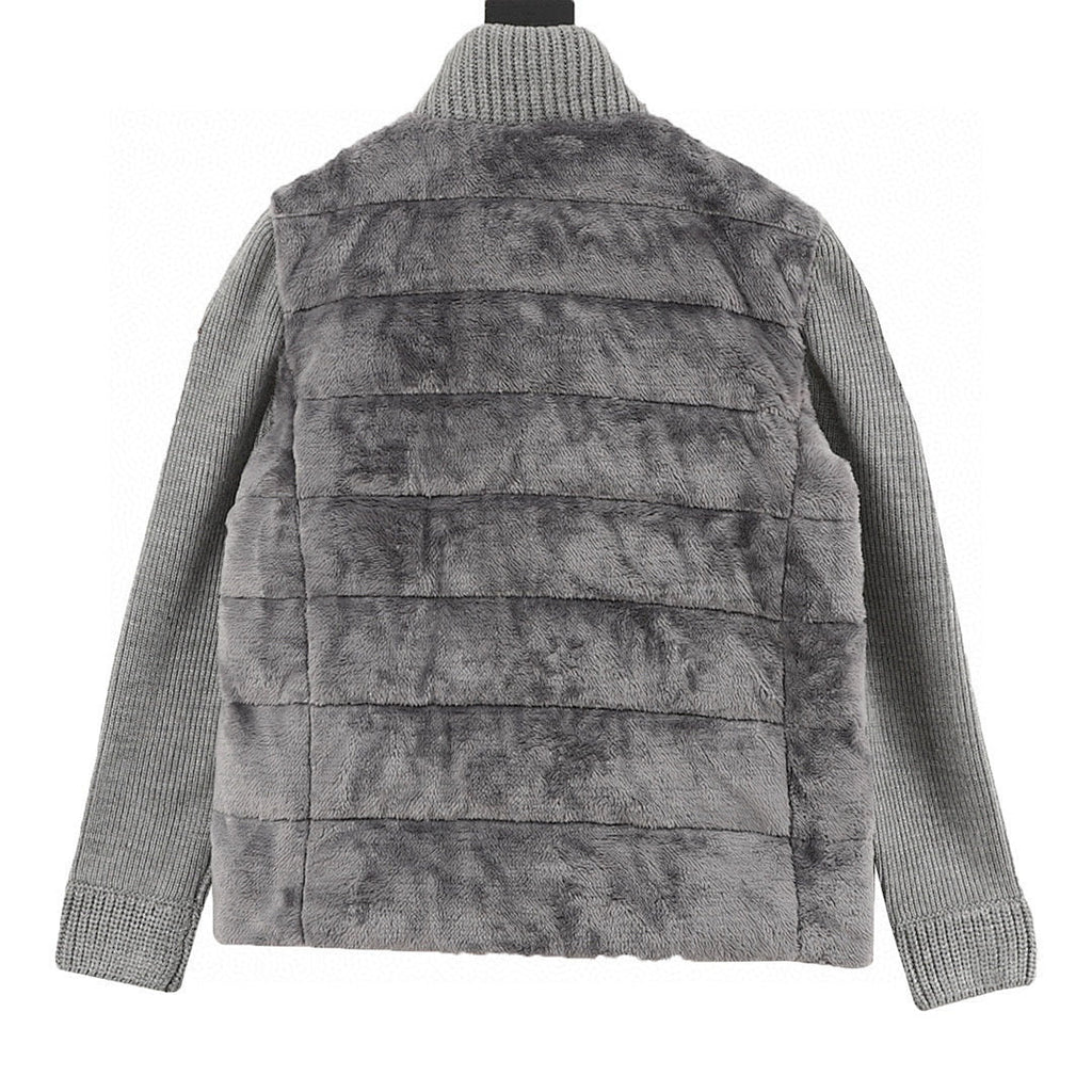Moncler Women's Textured Panel Zip Cardigan - Gray - back view