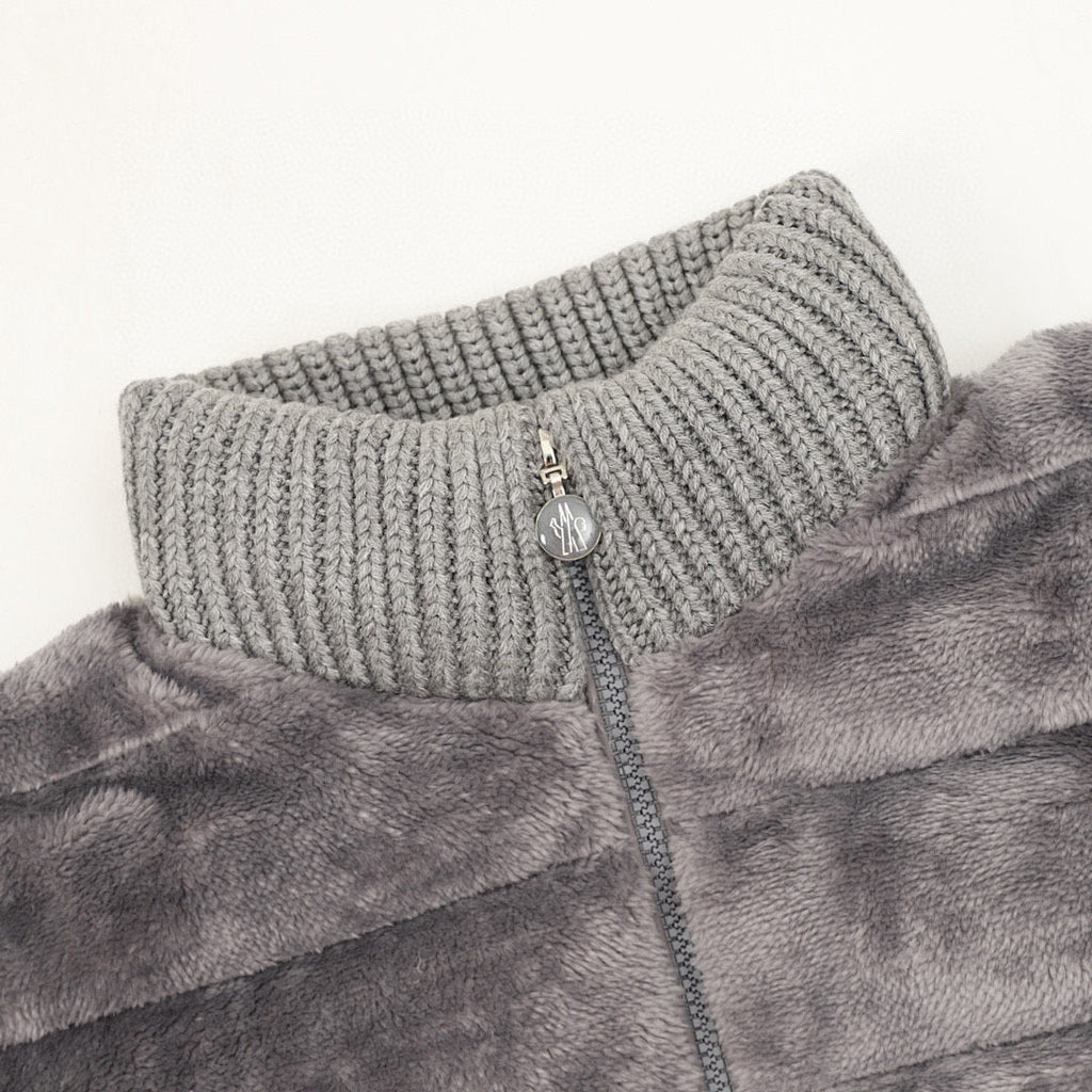 Moncler Women's Textured Panel Zip Cardigan - Gray - detail 1