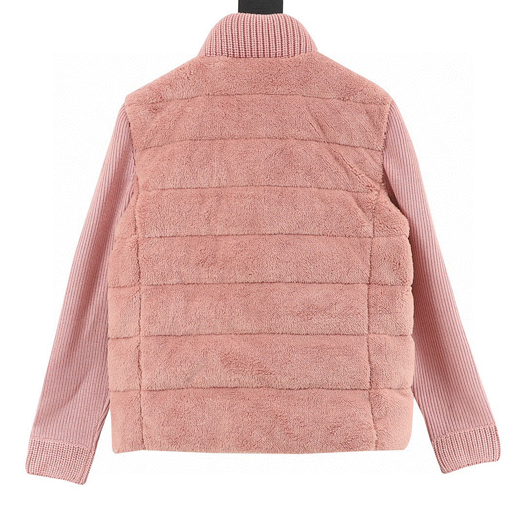 Moncler Women's Textured Panel Zip Cardigan - Pink - back view