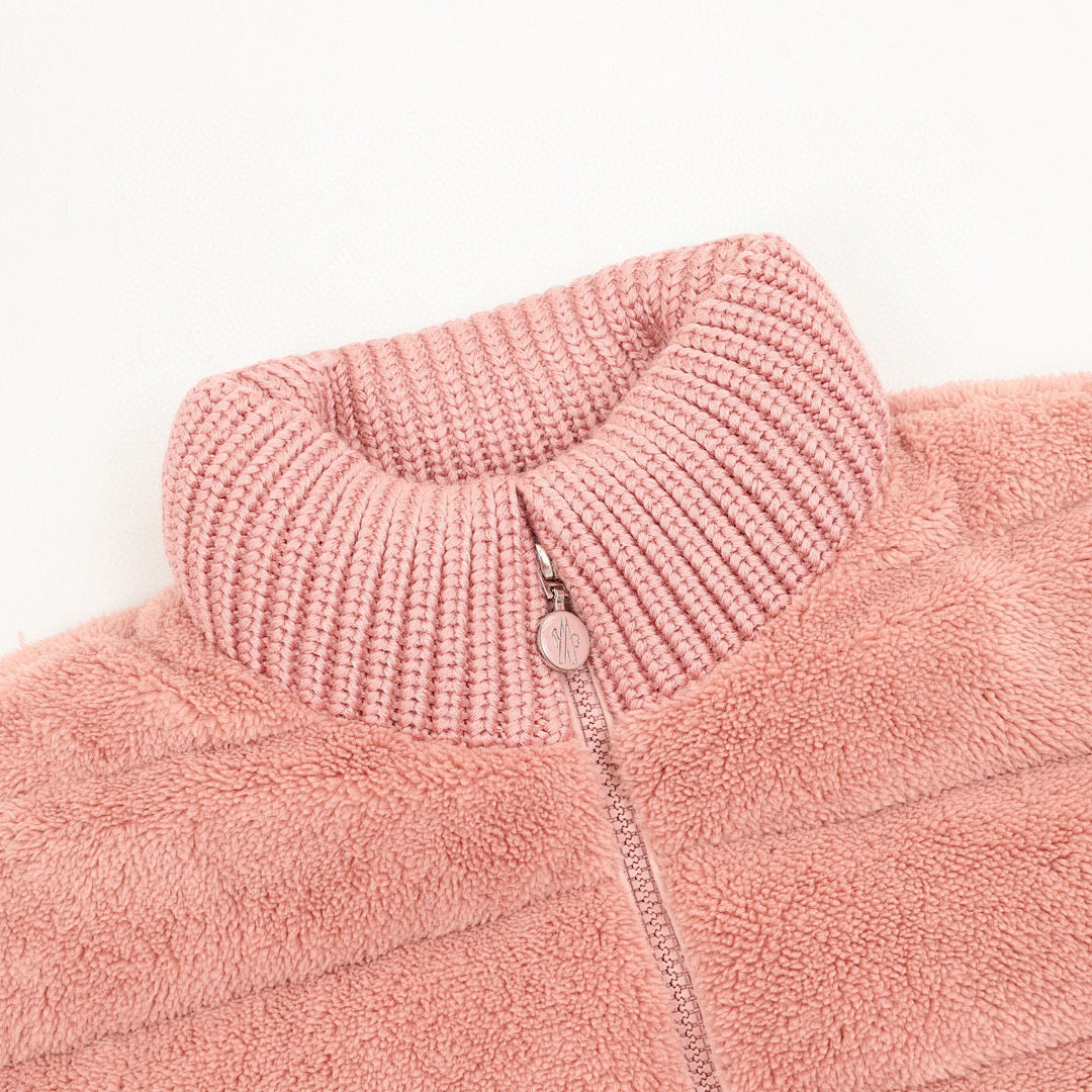Moncler Women's Textured Panel Zip Cardigan - Pink - detail 1