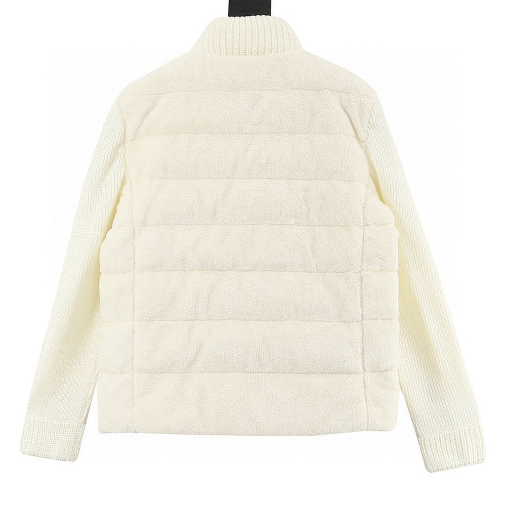 Moncler Women's Textured Panel Zip Cardigan - Ivory - back view