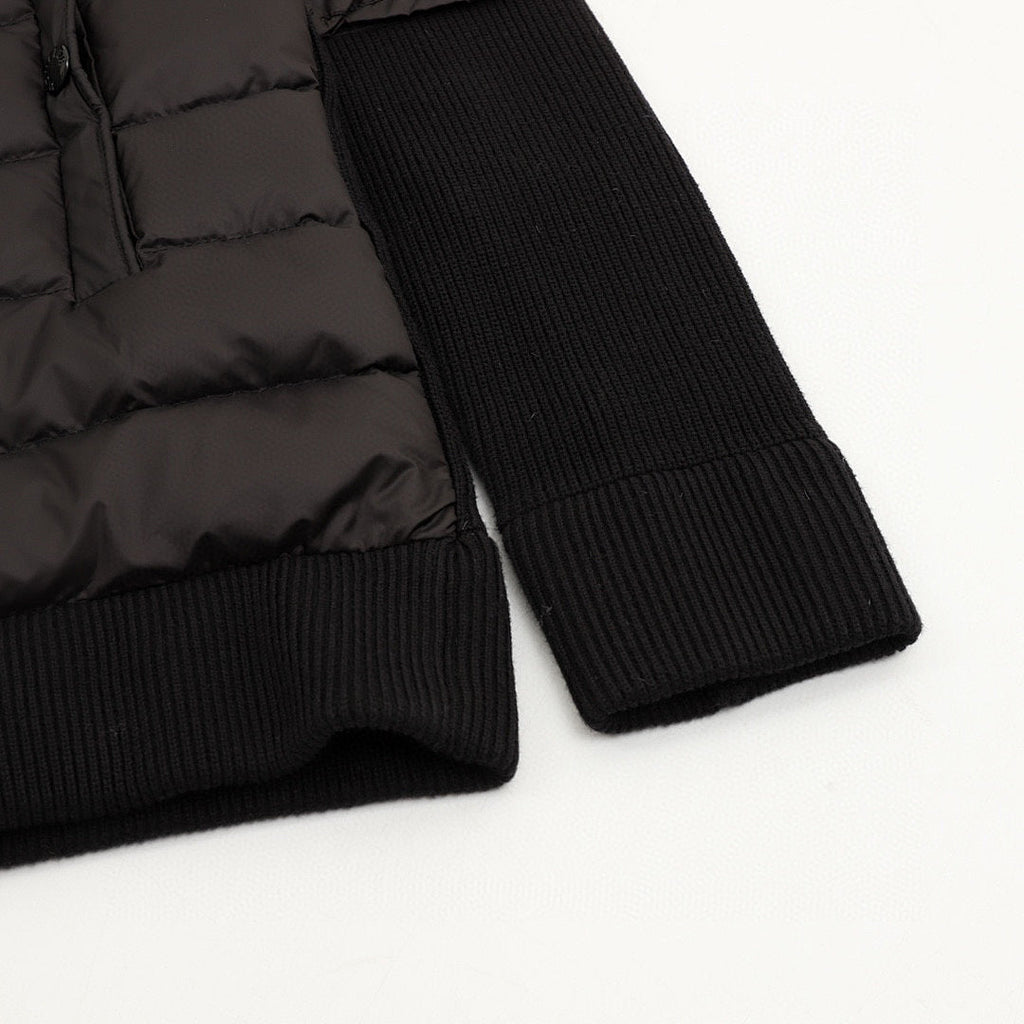 Moncler Knit-Sleeve Hooded Padded Cardigan - Black - detail 2