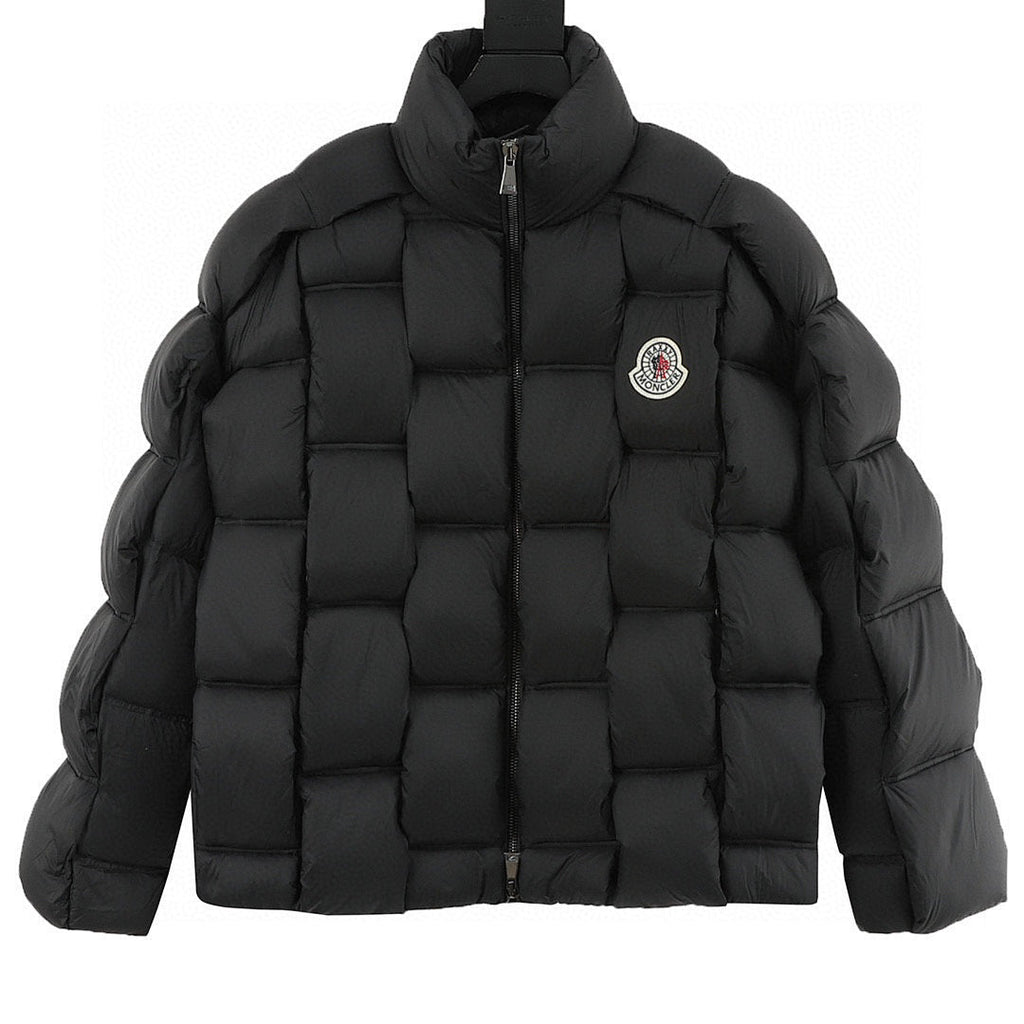 Moncler Woven-Panel Down Jacket - Black - front view