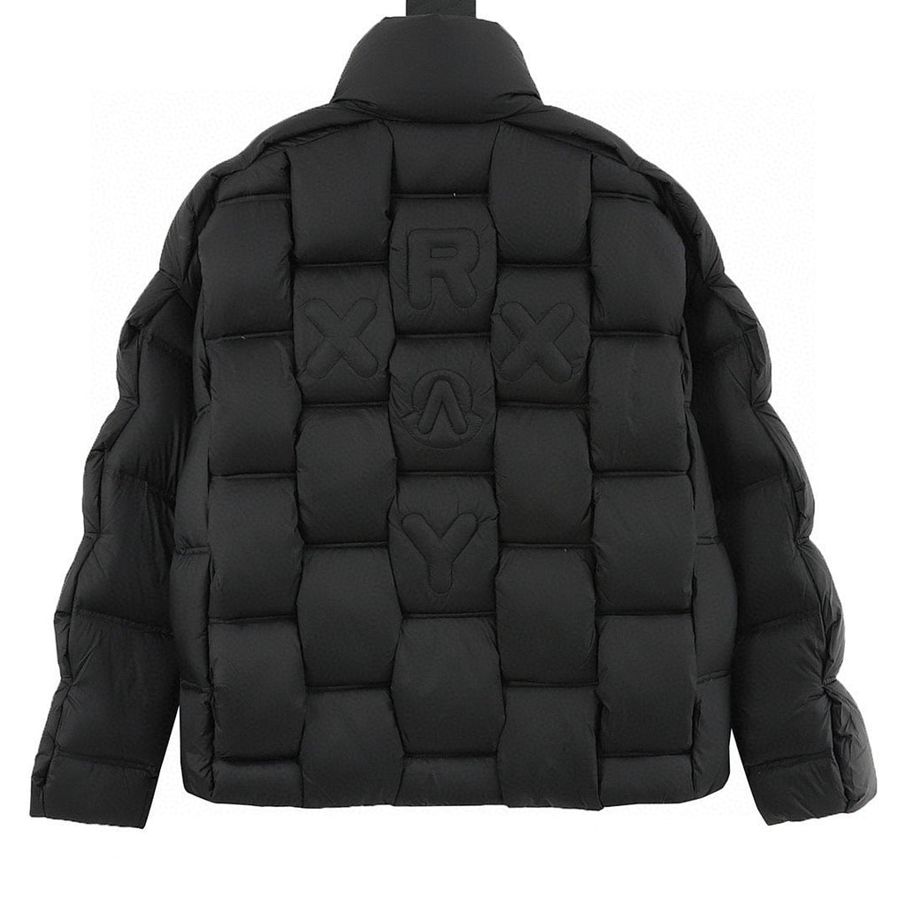 Moncler Woven-Panel Down Jacket - Black - back view