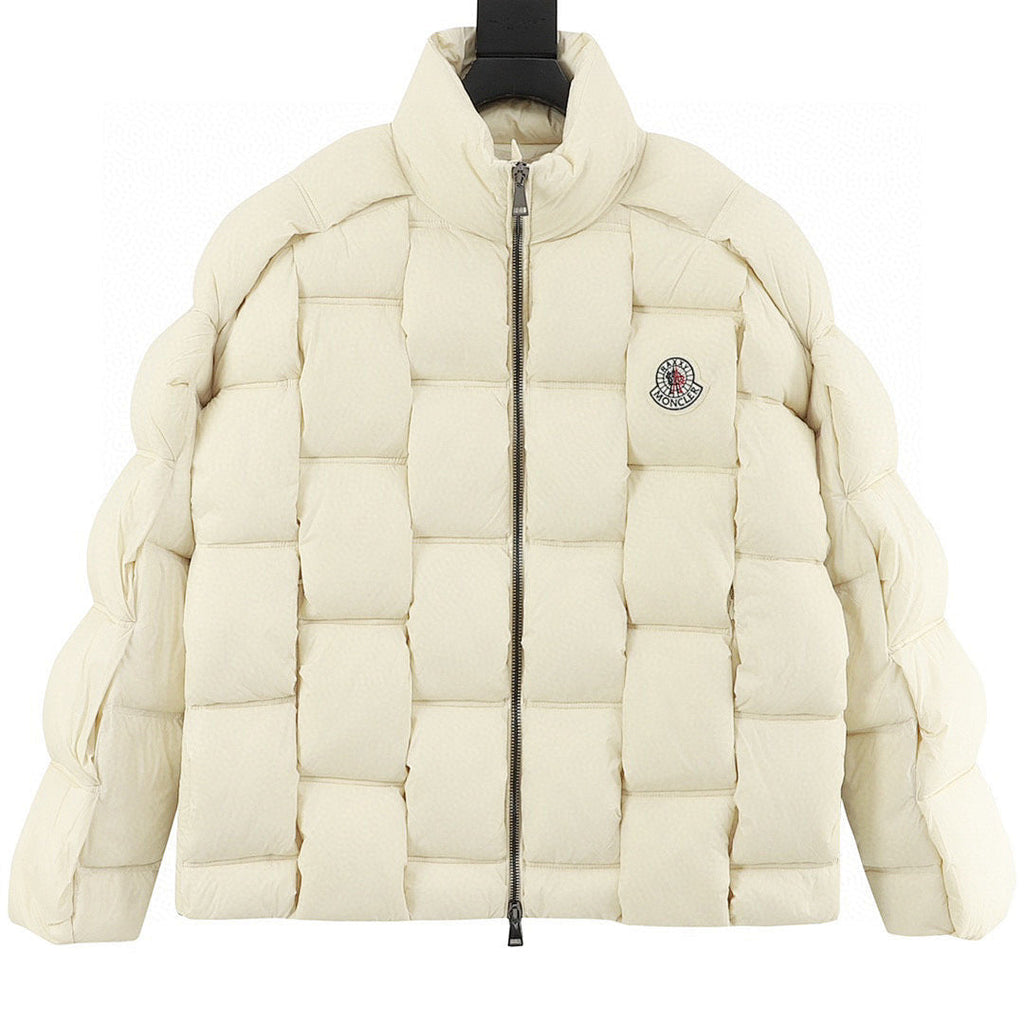 Moncler Woven-Panel Down Jacket - Ivory - front view