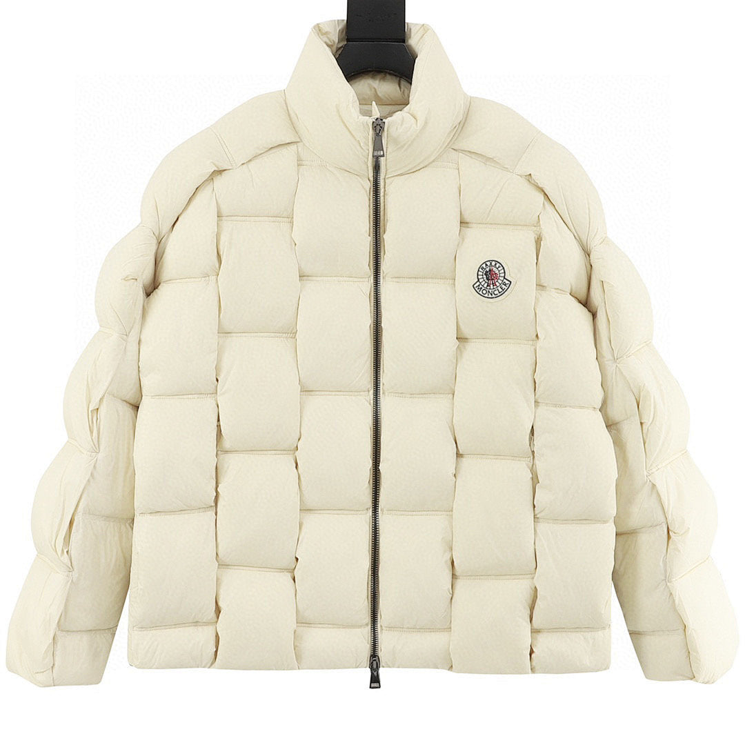 Moncler Woven-Panel Down Jacket - Ivory - front view