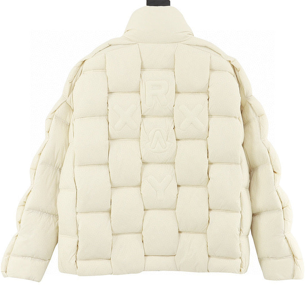 Moncler Woven-Panel Down Jacket - Ivory - back view