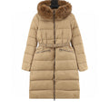 Moncler Hermifur Women's Belted Long Down Coat - Beige - front view