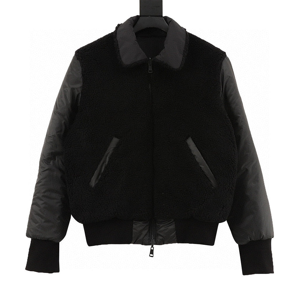 Moncler Textured Reversible Down Bomber Jacket - Black - front view