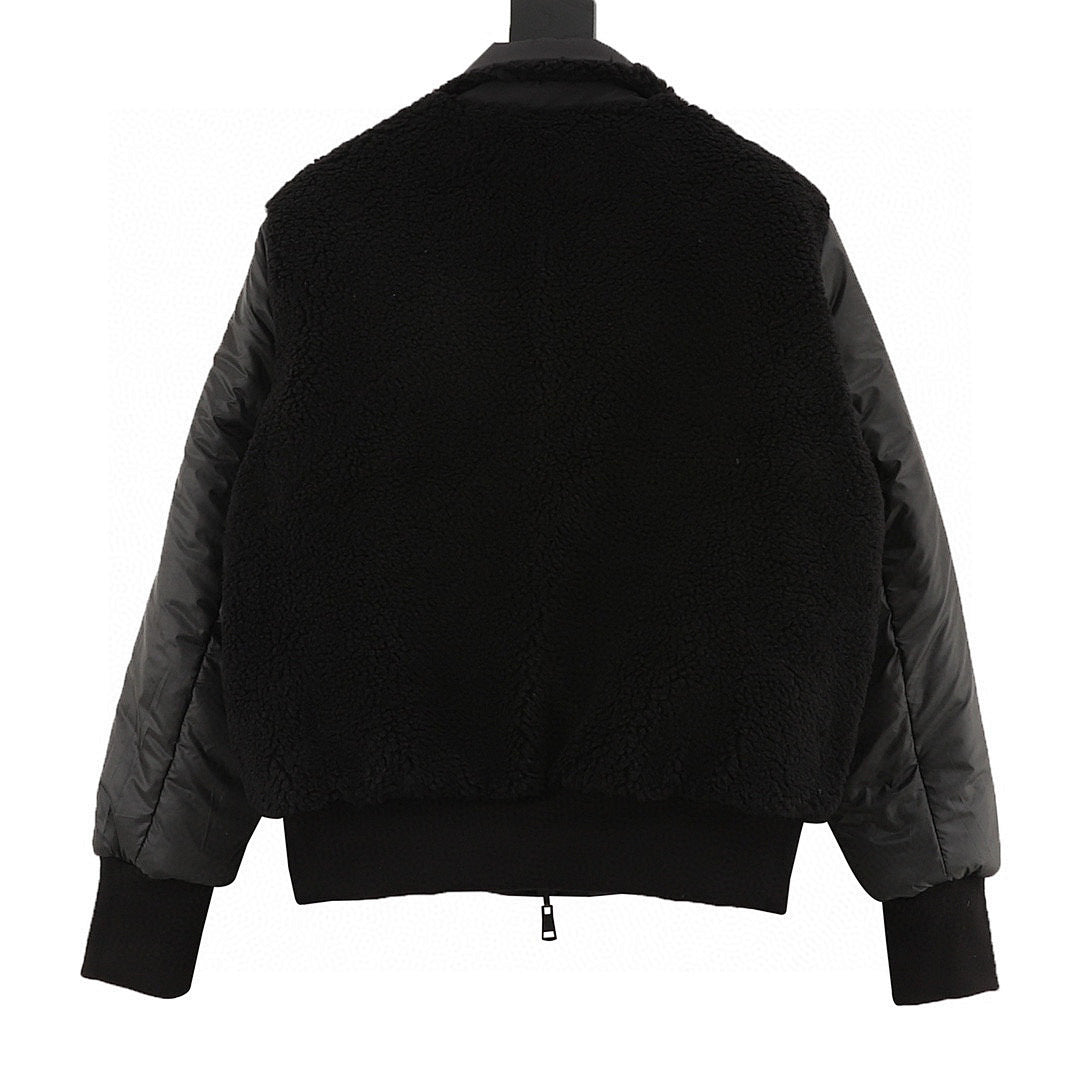 Moncler Textured Reversible Down Bomber Jacket - Black - back view
