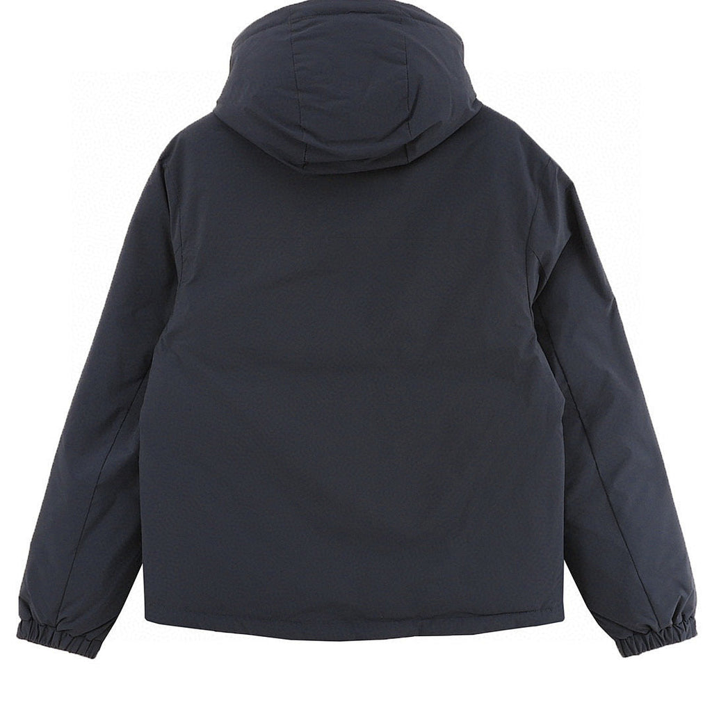 Moncler Chest-Pocket Hooded Down Jacket - Navy - back view
