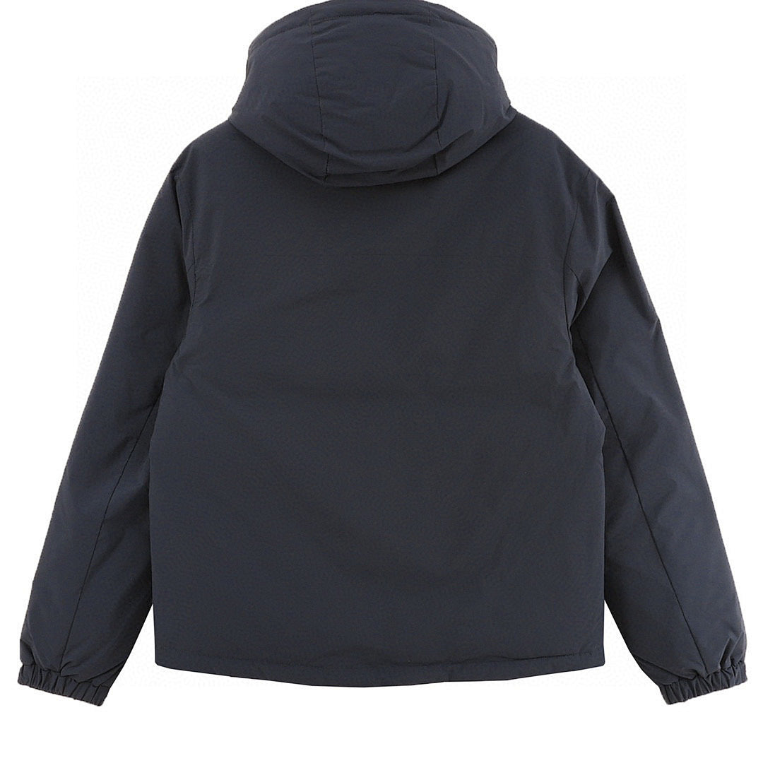 Moncler Chest-Pocket Hooded Down Jacket - Navy - back view