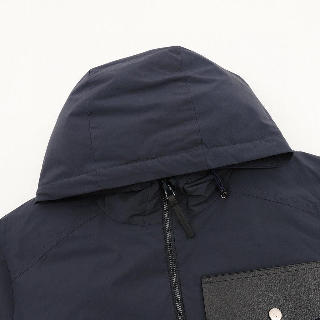 Moncler Chest-Pocket Hooded Down Jacket - Navy - detail 1