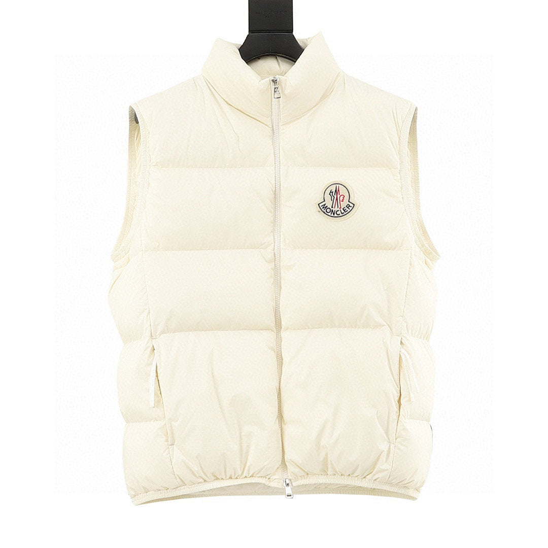 Moncler Alma Stand-Collar Down Vest - Ivory - front view