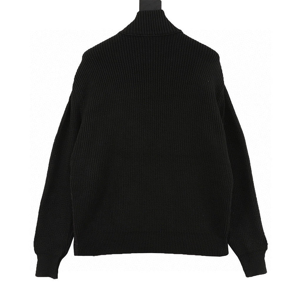 Moncler Knit-Sleeve Quilted Zip Cardigan - Black - back view