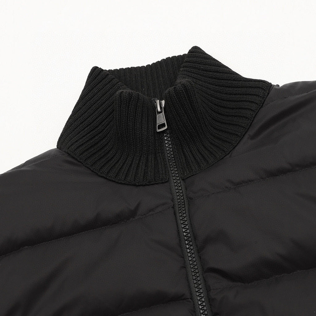 Moncler Knit-Sleeve Quilted Zip Cardigan - Black - detail 1