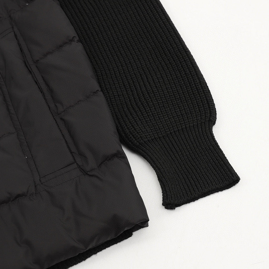 Moncler Knit-Sleeve Quilted Zip Cardigan - Black - detail 2