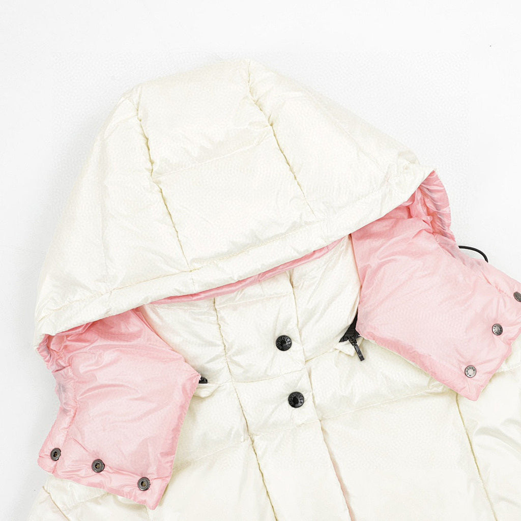 Moncler Contrast-Hood Down Jacket - Ivory and Pink - detail 1