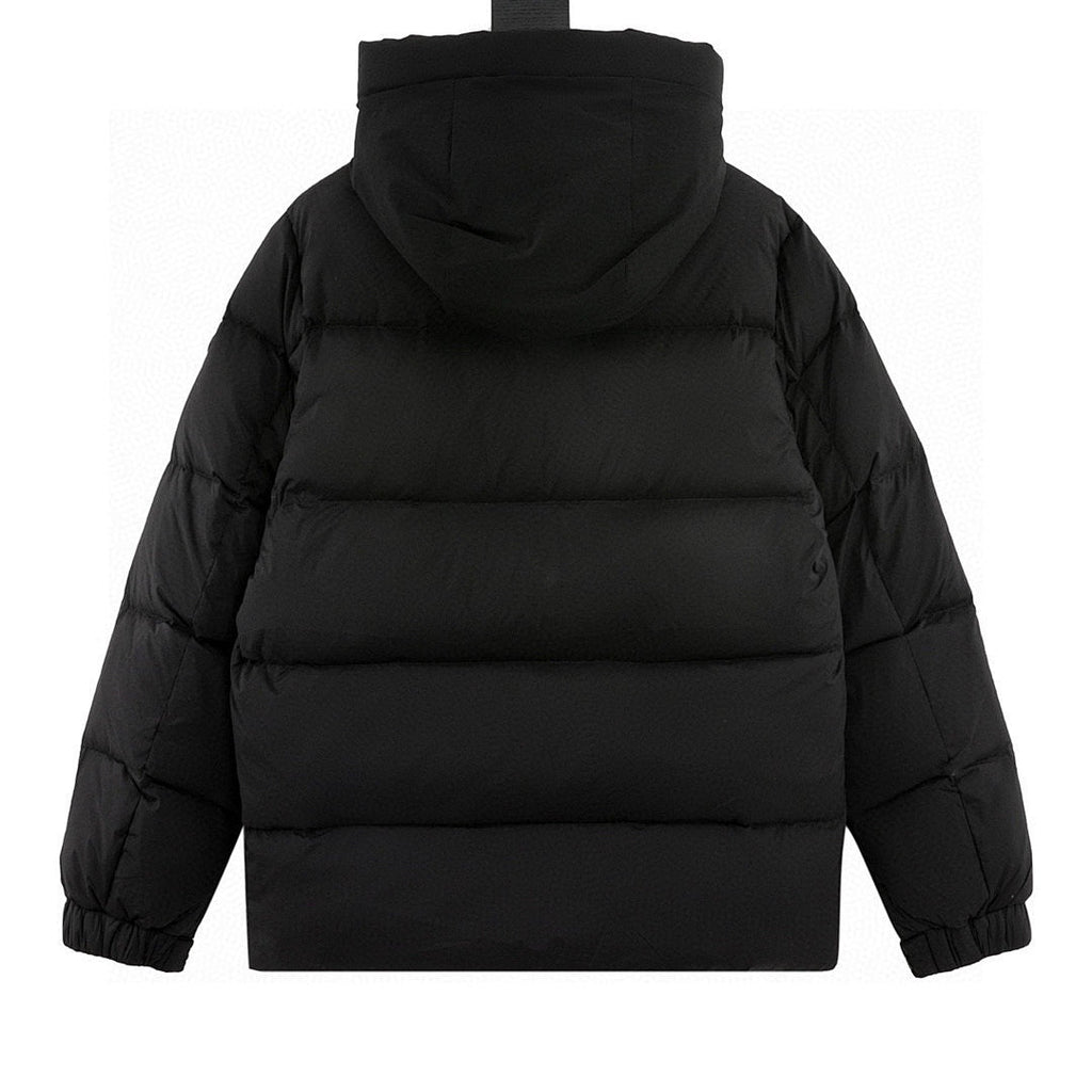 Moncler Embossed-Placket Hooded Down Jacket - Black - back view