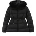 Moncler Hermifur Women's Belted Short Down Jacket - Black - front view