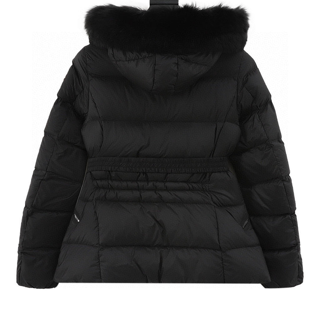 Moncler Hermifur Women's Belted Short Down Jacket - Black - back view