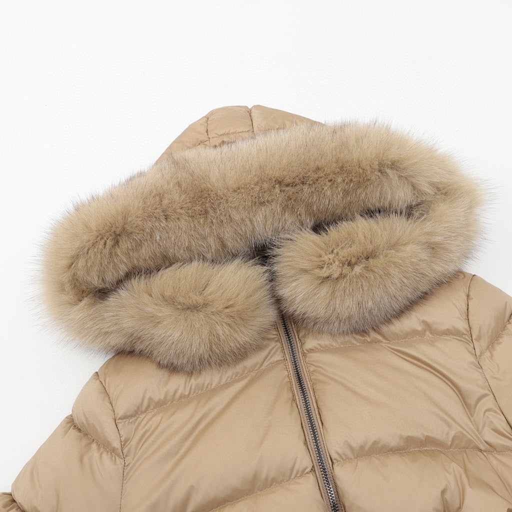 Moncler Hermifur Women's Belted Short Down Jacket - Beige - detail 1
