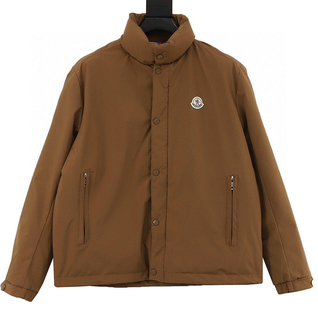 Moncler Epine Stand-Collar Down Jacket - Brown - front view