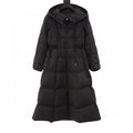 Moncler Women's Fitted Long Hooded Down Coat - Black - front view