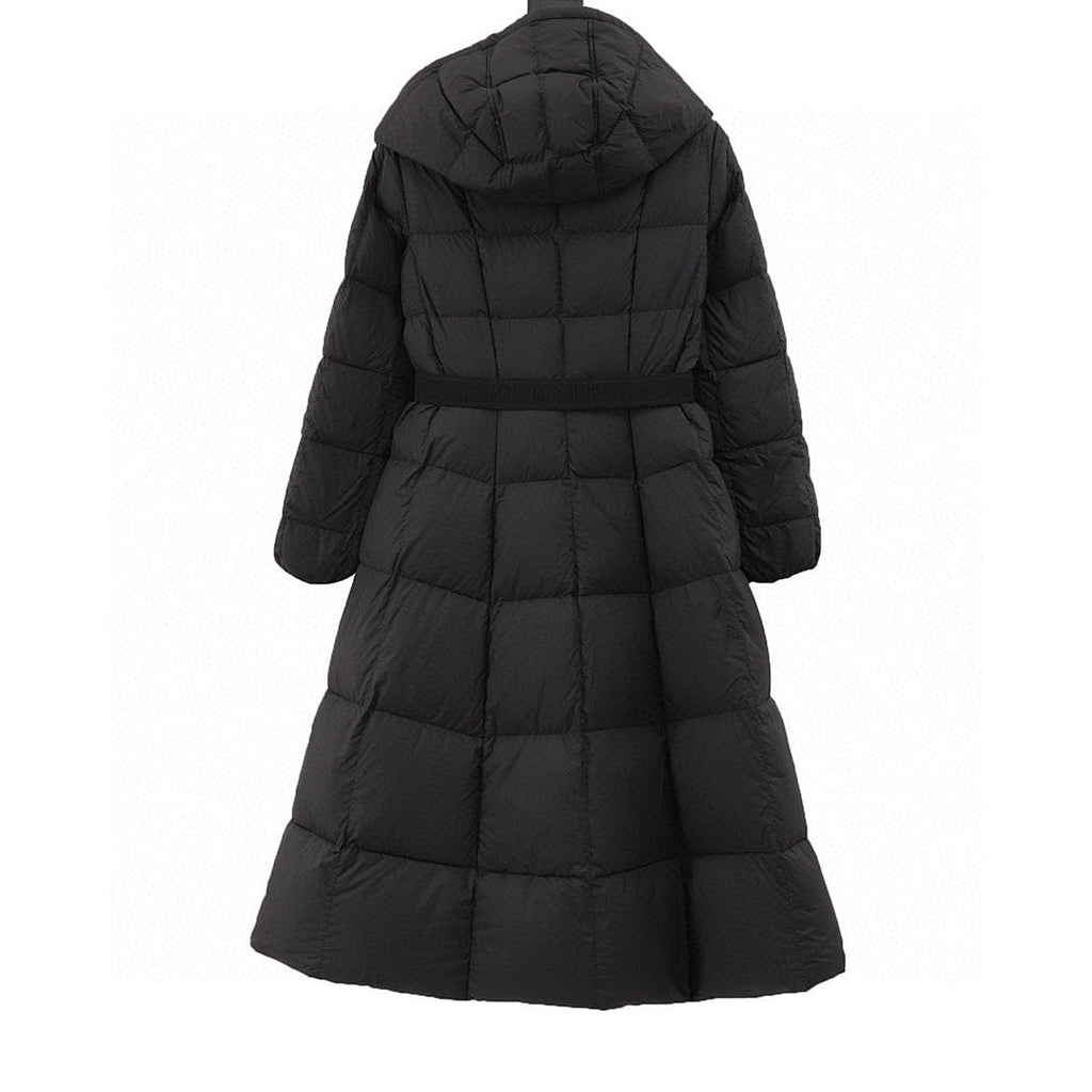 Moncler Women's Fitted Long Hooded Down Coat - Black - back view