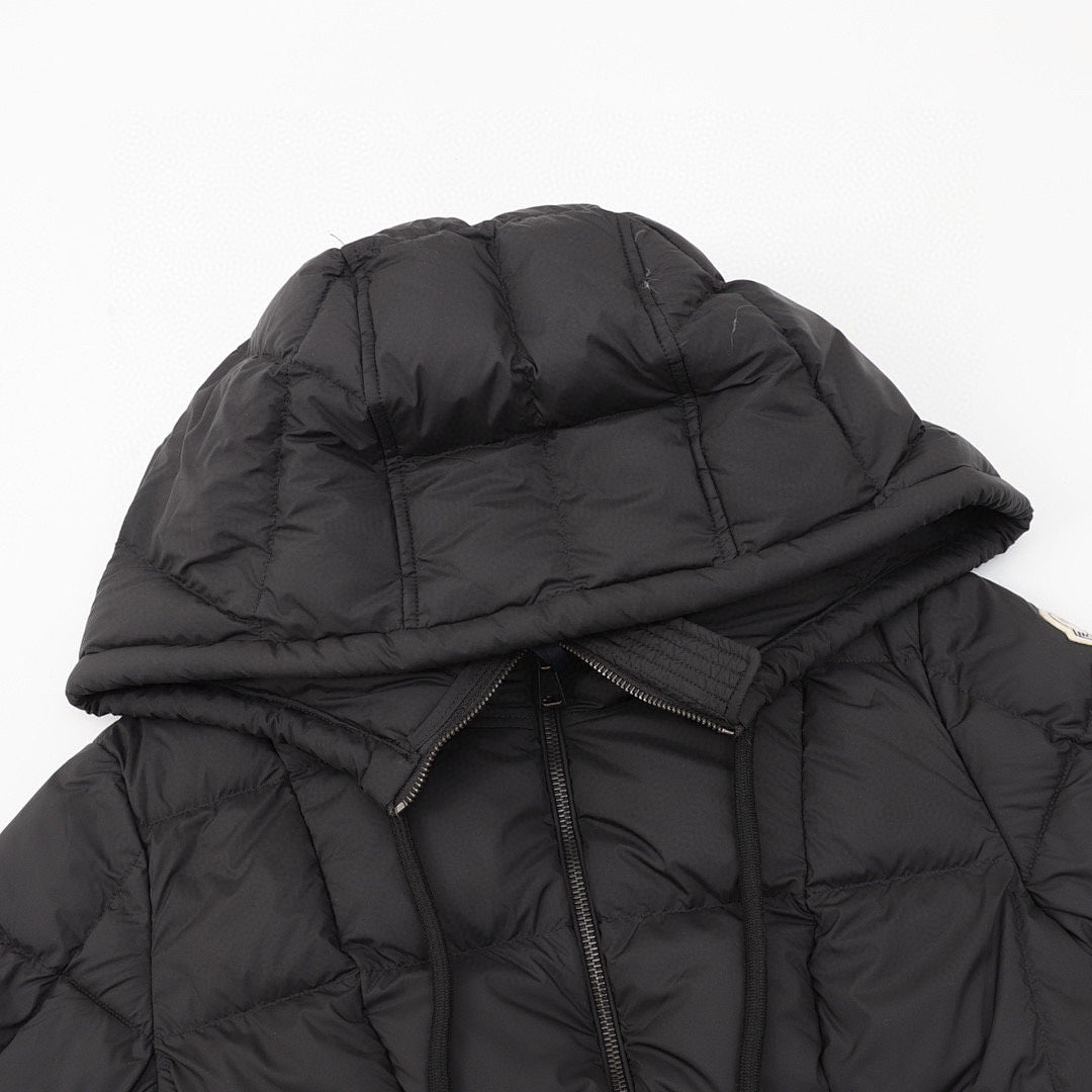 Moncler Women's Fitted Long Hooded Down Coat - Black - detail 1