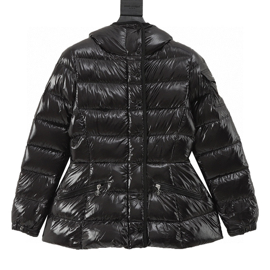 Moncler Barante Women's Fitted Hooded Down Jacket - Black - front view