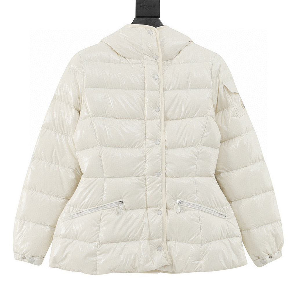 Moncler Barante Women's Fitted Hooded Down Jacket - Ivory - front view