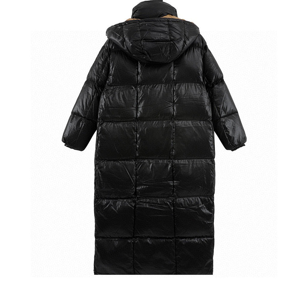 Moncler Women's Long Hooded Down Coat - Black and Gold - back view