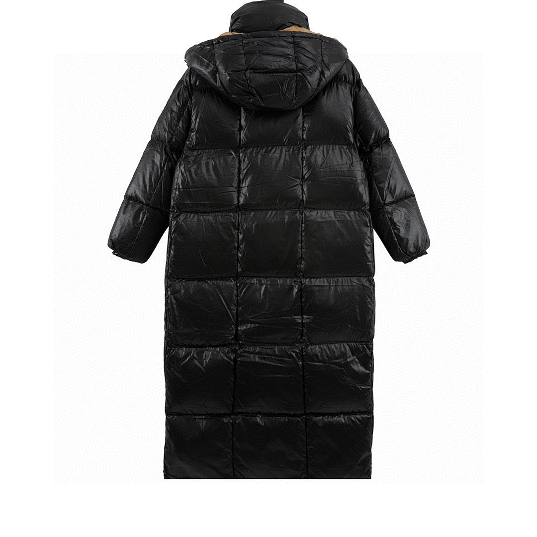 Moncler Women's Long Hooded Down Coat - Black and Gold - back view