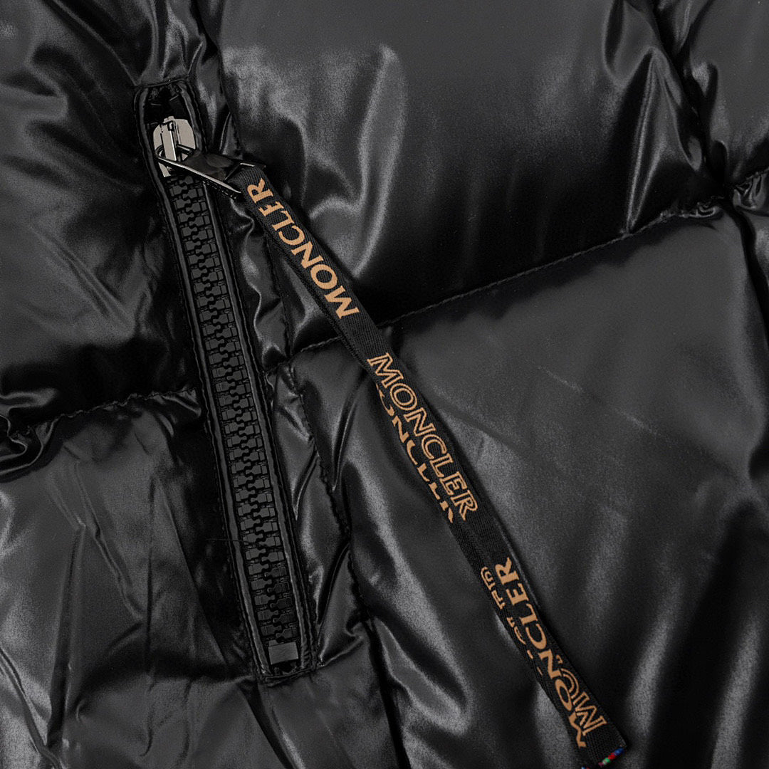 Moncler Women's Long Hooded Down Coat - Black and Gold - detail 3