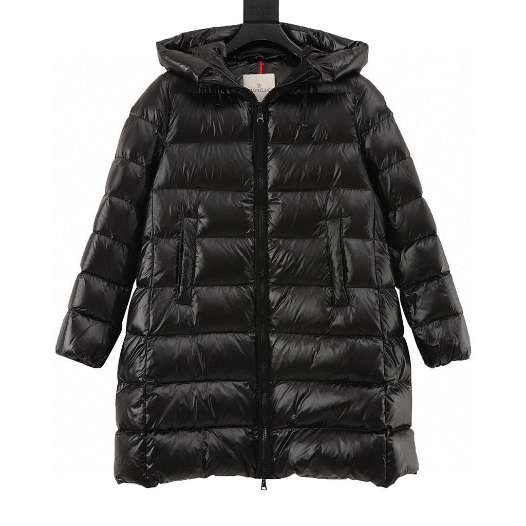 Moncler Women's Mid-Length Hooded Down Coat - Black - front view