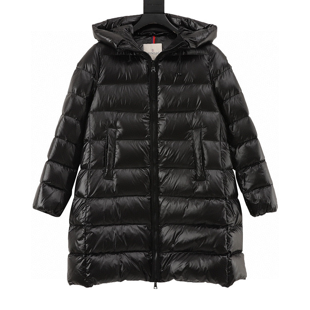 Moncler Women's Mid-Length Hooded Down Coat - Black - front view