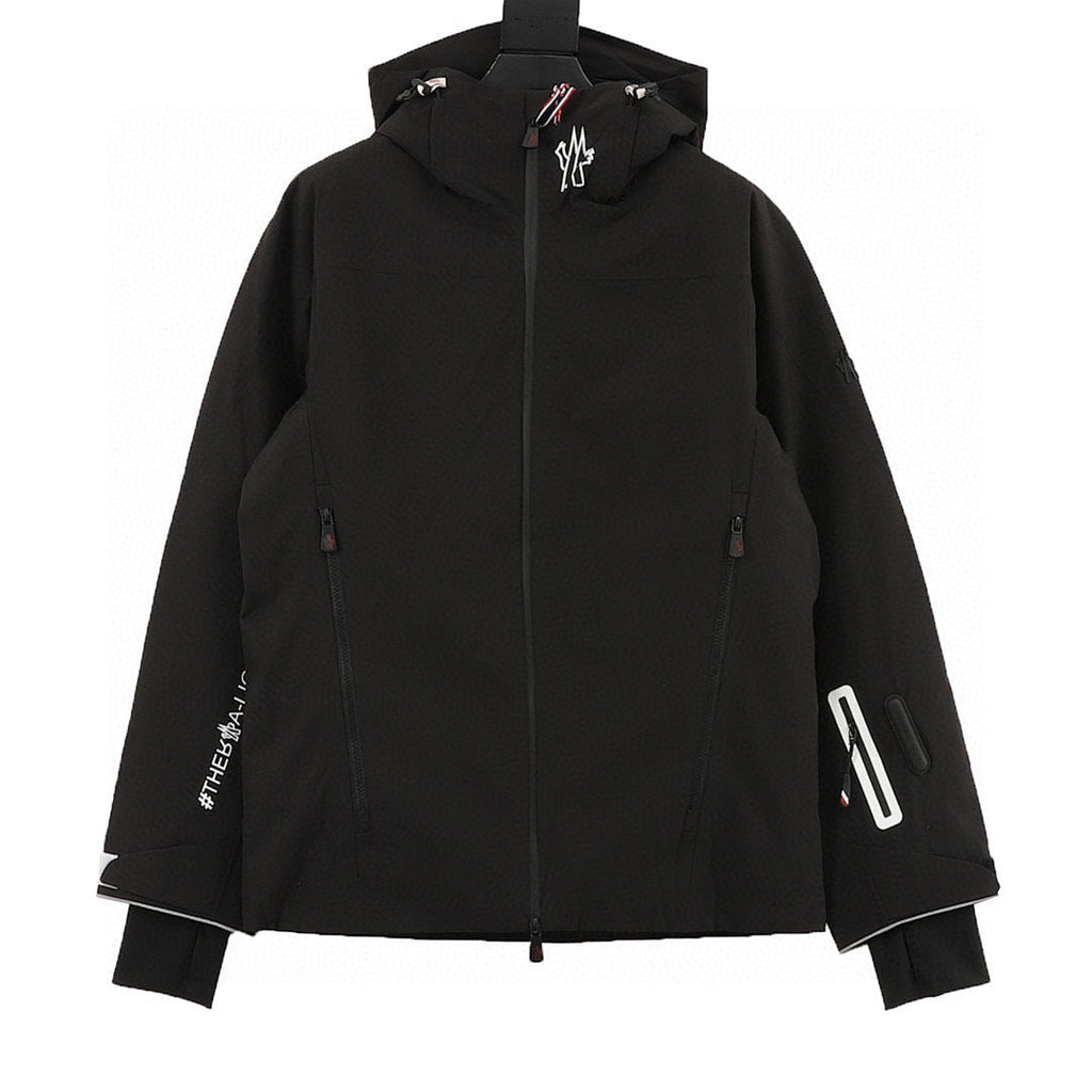 Moncler Sleeve-Zip Hooded Ski Jacket - Black - front view
