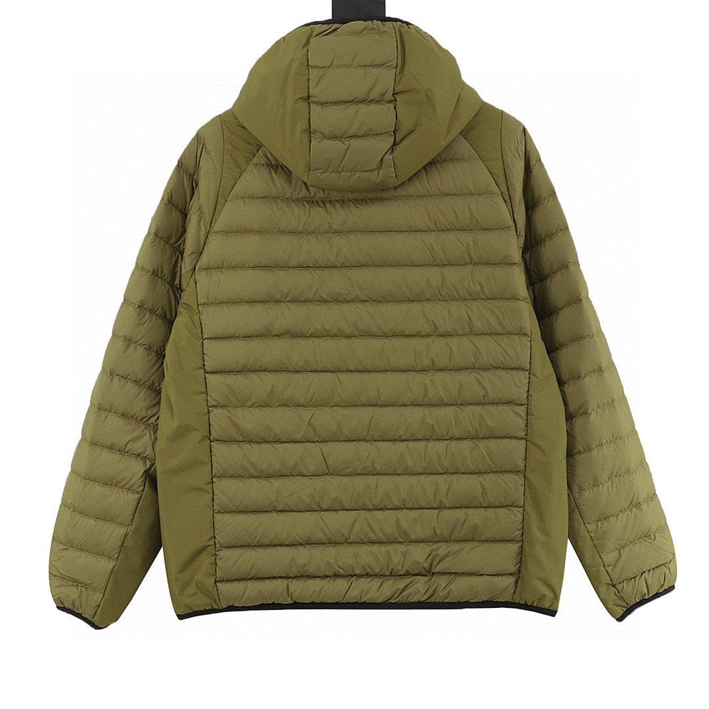 Moncler Lightweight Panelled Hooded Down Jacket - Olive - back view