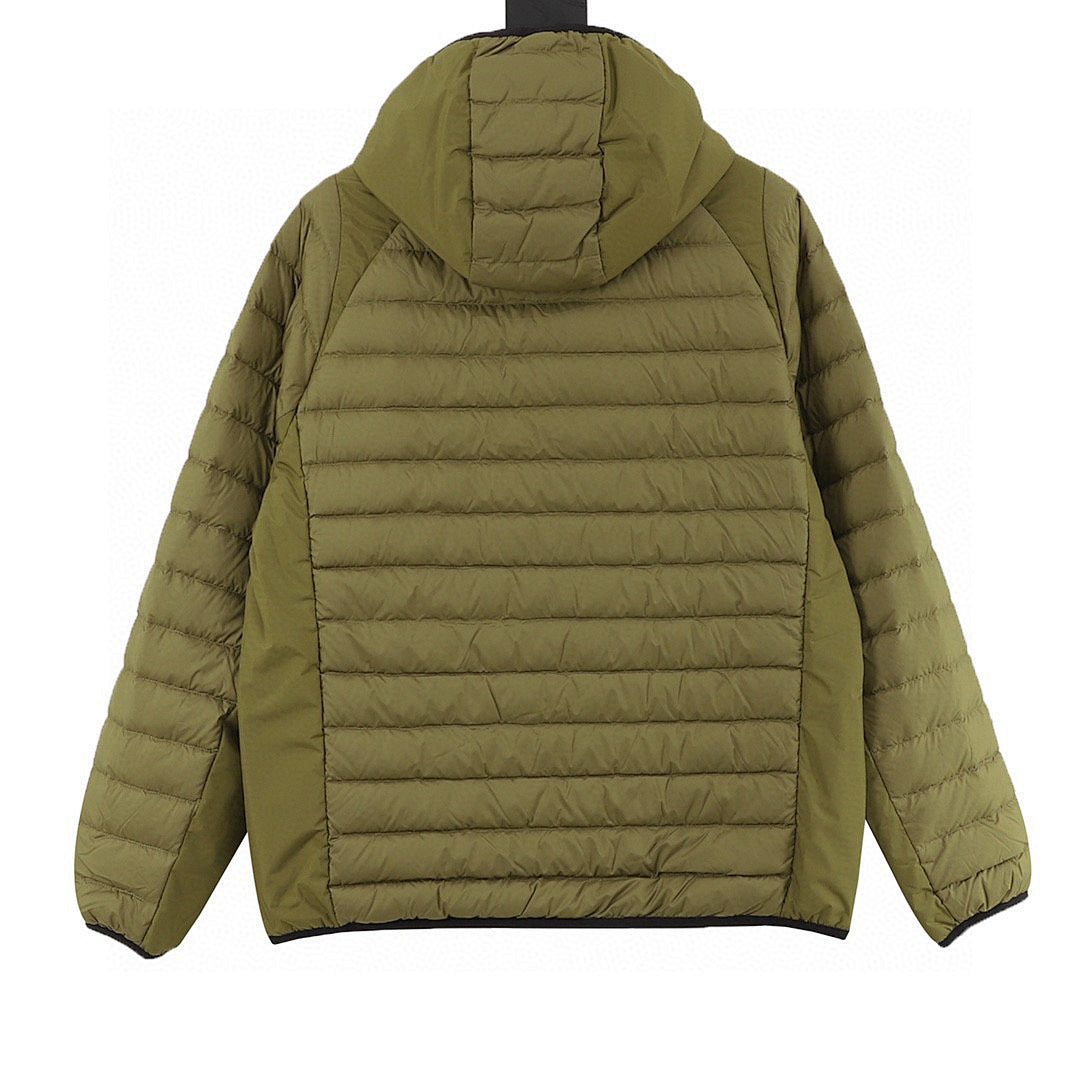 Moncler Lightweight Panelled Hooded Down Jacket - Olive - back view