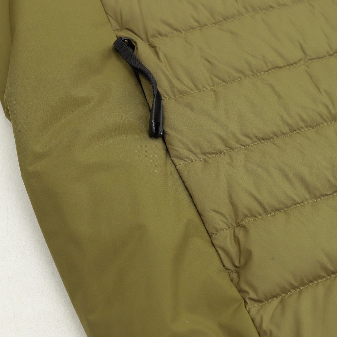 Moncler Lightweight Panelled Hooded Down Jacket - Olive - detail 3